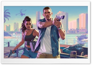 Grand Theft Auto VI, GTA 6, Jason, Lucia, 2026, Games 4K UHD Wallpaper for Widescreen and UltraWide Desktop, UltraHD TV, Smartphone, Tablet