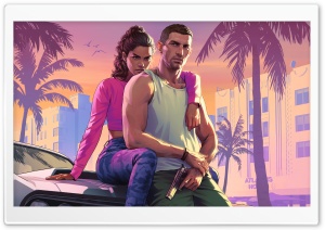 Grand Theft Auto VI, GTA 6, VideoGame, Vice City, Jason, Lucia, 2026 4K UHD Wallpaper for Widescreen and UltraWide Desktop, UltraHD TV, Smartphone, Tablet
