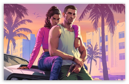 Grand Theft Auto VI, GTA 6, VideoGame, Vice City, Jason, Lucia, 2026 UltraHD Wallpaper for UHD 16:9 ; HD 16:9 ; UltraWide 21:9 24:10 32:9 32:10 ; Widescreen 16:10 5:3 ; Fullscreen 4:3 5:4 3:2 ; Tablet 1:1 ; Mobile 9:16 9:19.5 9:20 10:16 2:3 3:5 3:4 ; Dual 16:10 5:3 16:9 4:3 5:4 3:2 ;