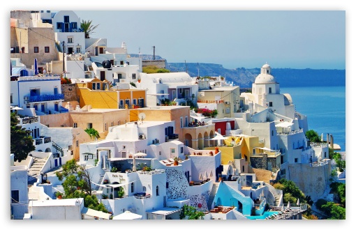 Greece Houses Santorini Village UltraHD Wallpaper for HD 16:9 ; Widescreen 16:10 5:3 ; Fullscreen 4:3 3:2 ;