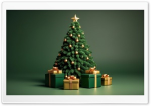 Green Christmas Tree and Gifts Ultra HD Wallpaper for 4K UHD Widescreen desktop, tablet & smartphone
