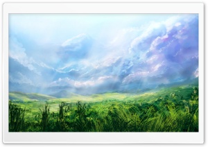 Green Field Painting Ultra HD Wallpaper for 4K UHD Widescreen desktop, tablet & smartphone
