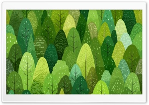 Green Forest Pattern Illustration 4K UHD Wallpaper for Widescreen and UltraWide Desktop, UltraHD TV, Smartphone, Tablet