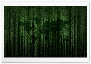 Green Matrix Code World Map Ultra HD Wallpaper for 4K UHD Widescreen desktop, tablet & smartphone