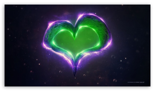 Green Purple Love Heart UltraHD Wallpaper for HD 16:9 ;