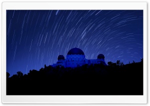 Griffith Observatory at Night, Star Trails Ultra HD Wallpaper for 4K UHD Widescreen desktop, tablet & smartphone