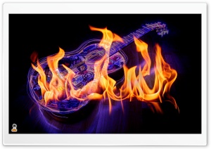 guitar on fire Ultra HD Wallpaper for 4K UHD Widescreen Desktop, Lockscreen, Screensaver, TV, Tablet, Smartphone