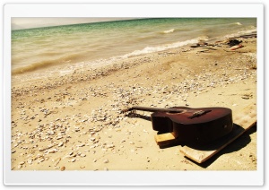 Guitar On The Beach Ultra HD Wallpaper for 4K UHD Widescreen desktop, tablet & smartphone