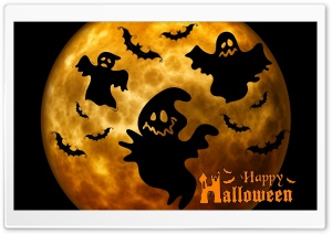 Halloween Ghosts Night Orange Ultra HD Wallpaper for 4K UHD Widescreen desktop, tablet & smartphone