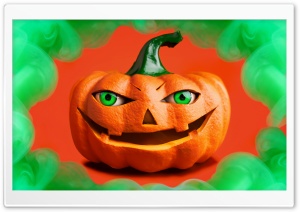Halloween, Green Smoke, Jack O Lantern Pumpkin 2023 Ultra HD Wallpaper for 4K UHD Widescreen desktop, tablet & smartphone