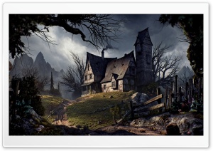 Halloween Haunted House Ultra HD Wallpaper for 4K UHD Widescreen desktop, tablet & smartphone