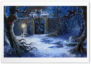 Halloween Haunted House Gates Ultra HD Wallpaper for 4K UHD Widescreen desktop, tablet & smartphone
