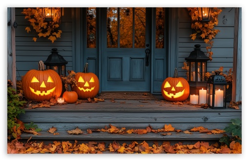 Halloween, House Decoration UltraHD Wallpaper for UHD 16:9 ; HD 16:9 ; UltraWide 21:9 24:10 ; Widescreen 16:10 5:3 ; Fullscreen 4:3 5:4 3:2 ; Tablet 1:1 ;