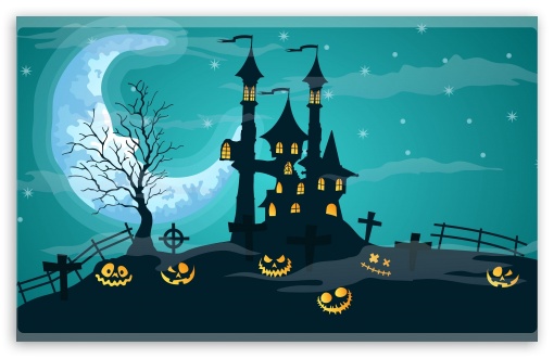 Halloween Night, Haunted Castle, Jack-O-Lanterns UltraHD Wallpaper for Wide 16:10 5:3 Widescreen WHXGA WQXGA WUXGA WXGA WGA ; 8K UHD TV 16:9 Ultra High Definition 2160p 1440p 1080p 900p 720p ; Mobile 5:3 16:9 - WGA 2160p 1440p 1080p 900p 720p ;