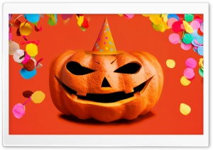Halloween Party 2023, Jack O Lantern, Colorful Confetti Ultra HD Wallpaper for 4K UHD Widescreen desktop, tablet & smartphone