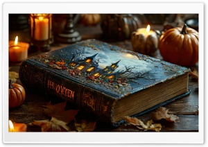 Halloween, The Witch's Book of Spells Ultra HD Wallpaper for 4K UHD Widescreen Desktop, Lockscreen, Screensaver, TV, Tablet, Smartphone