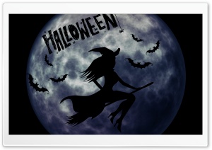 Halloween Witch on Broom Ultra HD Wallpaper for 4K UHD Widescreen desktop, tablet & smartphone