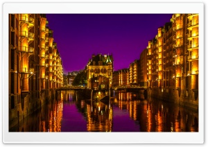 Hamburg at Night, Germany, Europe 4K UHD Wallpaper for Widescreen and UltraWide Desktop, UltraHD TV, Smartphone, Tablet