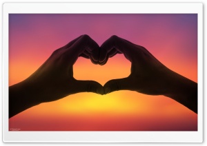 Hands Love Heart at Sunset Ultra HD Wallpaper for 4K UHD Widescreen desktop, tablet & smartphone