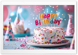 Happy Birthday, Cake, Birthday, Colorful, Party, Dessert 4K UHD Wallpaper for Widescreen and UltraWide Desktop, UltraHD TV, Smartphone, Tablet