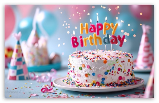 Happy Birthday, Cake, Birthday, Colorful, Party, Dessert UltraHD Wallpaper for UHD 16:9 ; HD 16:9 ; UltraWide 21:9 24:10 ; Widescreen 16:10 5:3 ; Fullscreen 4:3 5:4 3:2 ; Tablet 1:1 ;