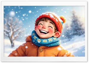Happy Boy Enjoying Snow Day 4K UHD Wallpaper for Widescreen and UltraWide Desktop, UltraHD TV, Smartphone, Tablet