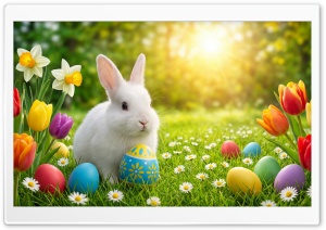 Happy Easter Bunny Background 4K UHD Wallpaper for Widescreen and UltraWide Desktop, UltraHD TV, Smartphone, Tablet