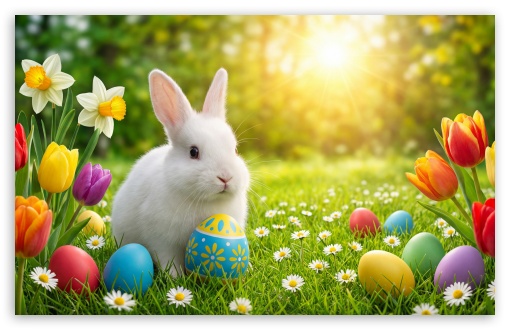 Happy Easter Bunny Background UltraHD Wallpaper for UHD 16:9 ; HD 16:9 ; UltraWide 21:9 24:10 ; Widescreen 16:10 ; Tablet 1:1 ;