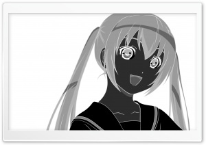 Happy Girl Anime Monochrome Ultra HD Wallpaper for 4K UHD Widescreen desktop, tablet & smartphone