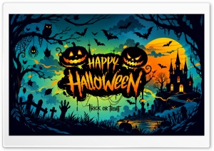 Happy Halloween 4K UHD Wallpaper for Widescreen and UltraWide Desktop, UltraHD TV, Smartphone, Tablet