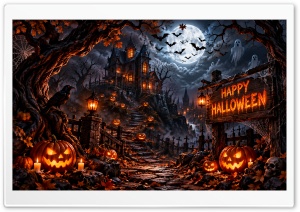 Happy Halloween 4K UHD Wallpaper for Widescreen and UltraWide Desktop, UltraHD TV, Smartphone, Tablet