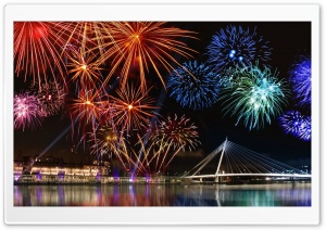 Happy New Year, Fireworks Show Ultra HD Wallpaper for 4K UHD Widescreen desktop, tablet & smartphone