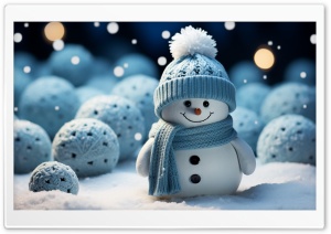 Happy Snowman with Hat and Scarf Ultra HD Wallpaper for 4K UHD Widescreen Desktop, Lockscreen, Screensaver, TV, Tablet, Smartphone