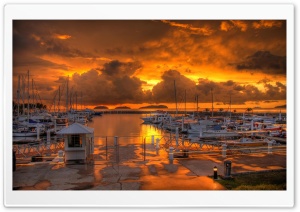 Harbour Sunset Ultra HD Wallpaper for 4K UHD Widescreen desktop, tablet & smartphone