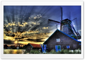 HDR Sunrise Windmill Ultra HD Wallpaper for 4K UHD Widescreen desktop, tablet & smartphone