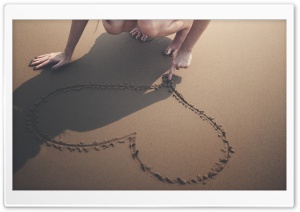 Heart Sand Beach Summer Love Ultra HD Wallpaper for 4K UHD Widescreen desktop, tablet & smartphone