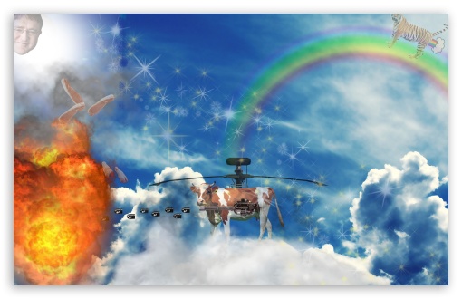 helicopter cow UltraHD Wallpaper for Widescreen 16:10 WHXGA WQXGA WUXGA WXGA ;