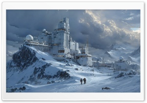 Hidden Base in the Winter Mountains 4K UHD Wallpaper for Widescreen and UltraWide Desktop, UltraHD TV, Smartphone, Tablet