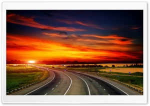 Highway At Sunset Ultra HD Wallpaper for 4K UHD Widescreen desktop, tablet & smartphone