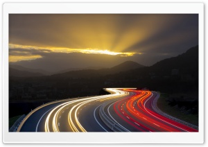 Highway Long Exposure Light Trails Ultra HD Wallpaper for 4K UHD Widescreen desktop, tablet & smartphone