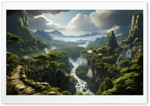 Hiking, Mountain, Forest, Landscape, Drawing Ultra HD Wallpaper for 4K UHD Widescreen desktop, tablet & smartphone