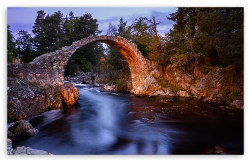 Historic Old Packhorse Bridge in Carrbridge, Scotland UltraHD Wallpaper for UHD 16:9 ; HD 16:9 ; UltraWide 21:9 24:10 32:9 32:10 ; Widescreen 16:10 ; Tablet 1:1 ; Mobile 9:16 ; Dual 16:10 16:9 ;