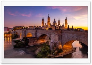Historic Stone Bridge Over the River at Dusk 4K UHD Wallpaper for Widescreen and UltraWide Desktop, UltraHD TV, Smartphone, Tablet