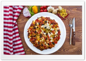 Homemade Feta Cheese Pizza Ultra HD Wallpaper for 4K UHD Widescreen desktop, tablet & smartphone