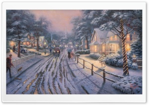 Hometown Christmas Memories by Thomas Kinkade Ultra HD Wallpaper for 4K UHD Widescreen desktop, tablet & smartphone