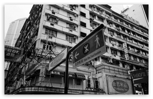 Hong Kong Buildings Black And White Ultra HD Desktop Background ...