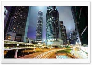 Hong Kong Downtown Night Lights Ultra HD Wallpaper for 4K UHD Widescreen desktop, tablet & smartphone