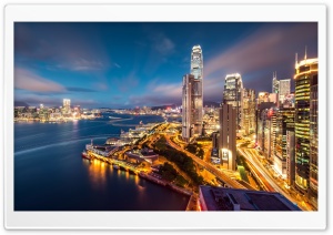 Hong Kong Harbour Night Lights Ultra HD Wallpaper for 4K UHD Widescreen desktop, tablet & smartphone