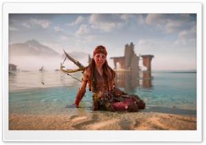 Horizon Forbidden West Aloy on the Beach Ultra HD Wallpaper for 4K UHD Widescreen Desktop, Lockscreen, Screensaver, TV, Tablet, Smartphone