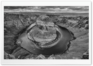 Horseshoe Bend, Arizona, Black and White Ultra HD Wallpaper for 4K UHD Widescreen desktop, tablet & smartphone